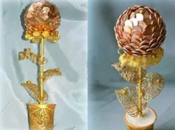 Topiary на монетите със собствените си ръце на необходимите материали, производствени версии, майсторски клас, снимка,