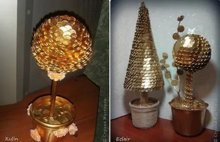 Topiary на монетите със собствените си ръце стъпки снимки, майсторски клас, дърво пари от кафе и монети като