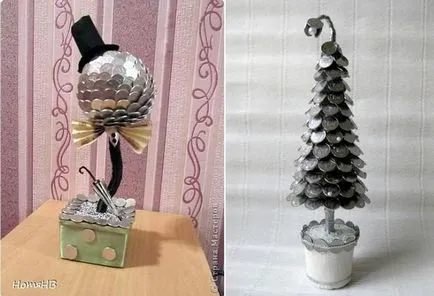 Topiary на монетите със собствените си ръце стъпки снимки, майсторски клас, дърво пари от кафе и монети като