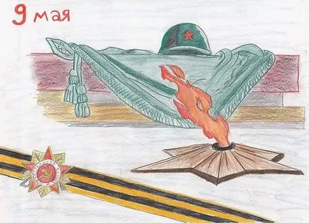 Детски рисунки до май 9 (Ден на победата) до училище и детска градина