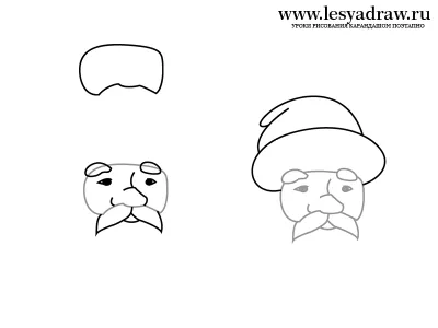 Как да нарисувате Дядо Коледа стадии молив 1 (студено) Как да нарисувате Дядо Коледа молив на етапи 1