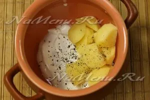 Картофи с гъби в гърне във фурната, рецептата със снимка