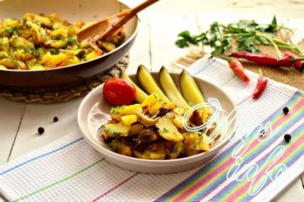 Картофи с гъби в тиган - рецептата със снимка