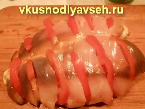 Пилешки гърди запечени с цели домати с чеснов сос, стъпка по стъпка рецепти снимки