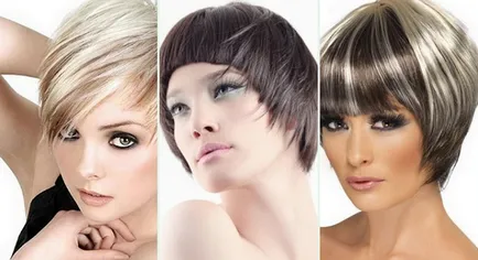 Акценти в тъмни къси снимки за коса, особено боядисване