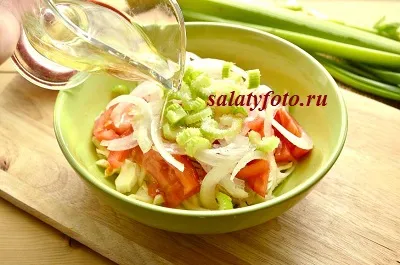Рецепта полезни свежа салата, домати и целина (рецепти) Рецепта за здравословна салата от прясно зеле, домати и целина