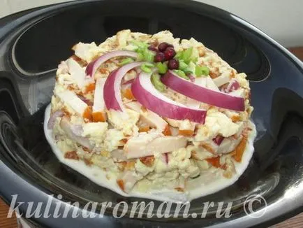 Салата с бъркани яйца и пушено пиле, вкусни рецепти