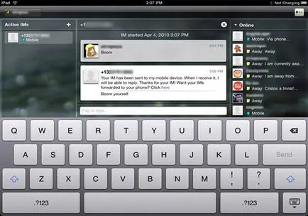Публикации за IPAD изпращат и получават SMS на ябълка устройство