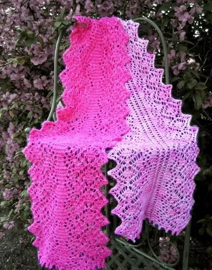 Ажурна шал ажурна шал, игли за плетене, плетене на една кука