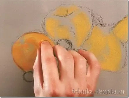 Начертайте натюрморт с плодове, изготвяне на света