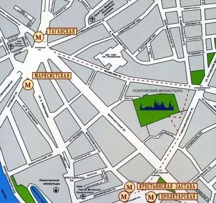 Как да стигнем до Св Матрона на Москва от Taganskaya метро