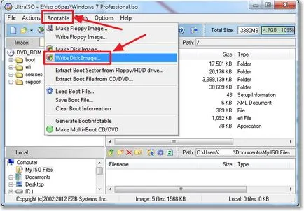 Създадете стартиращ USB флаш устройство на Windows 7 чрез UltraISO програмни, компютърни съвети