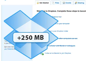 Как да се увеличи размерът на свободното пространство Dropbox безплатно - dropboks за