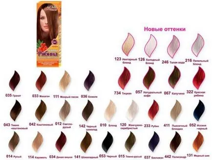 За боядисване на коса Rowan палитра, инструкции за употреба
