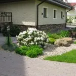 Ландшафтен дизайн крайградски район (чакъл пясък плочки) Ландшафтен дизайн крайградски район