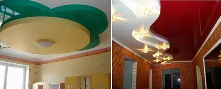 тавани няколко нива, както и изглед към снимки, на три нива, профил подчертават предимствата на видео