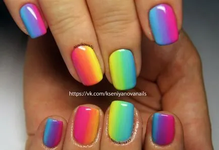 Rainbow маникюр снимки и видео на своето създаване лак гел