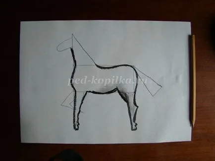 Рисуване на кон на етапи за деца