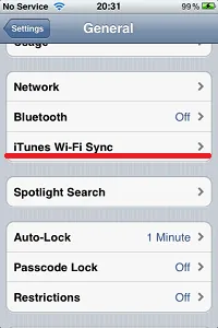 Синхронизиране с качи на Wi-Fi, програма за ябълка iphone