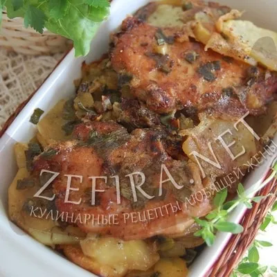 Свински пържоли с картофи, задушени във фурната с мляко - рецепти любяща съпруга