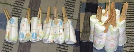 Торта от памперси с ръцете си за момичето и момчето с стъпка по стъпка снимки