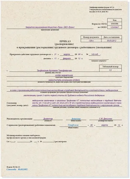 Уволнението на лице с увреждания от методите, организацията и функциите
