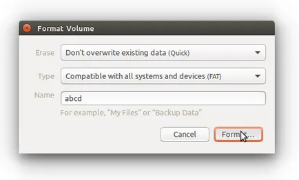 Форматирането флаш устройство в Linux, losst