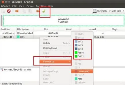 Форматирането флаш устройство в Linux, losst