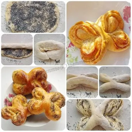 Форма ролки със снимки и красив формовани кифлички от тесто с мая
