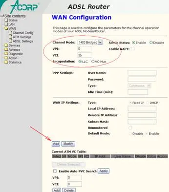 Инструкции за конфигуриране на модем Acorp @ lan110, платформа съдържание (Acorp) Инструкции за конфигуриране на модем Acorp @ lan110, съдържание на платформа