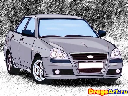 Как да се направи автомобил Lada Priora стадии молив
