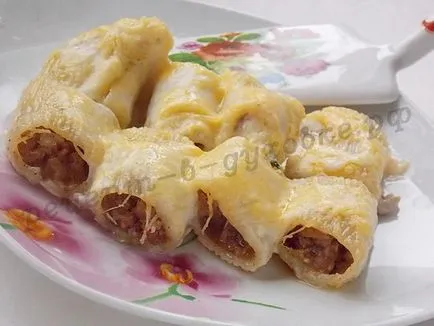Как да се готви за канелони с месото в рецептата на фурна със снимка