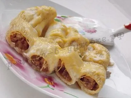 Как да се готви за канелони с месото в рецептата на фурна със снимка
