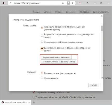 Как да се даде възможност на бисквитки в Yandex Browser 1