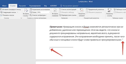 В бележка под линия в Word (в раздела Как да направите бележка под линия в Word