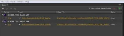 Кодиране на стоките в Adobe Media Encoder