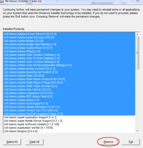 Пълното отстраняване на продуктите на Adobe