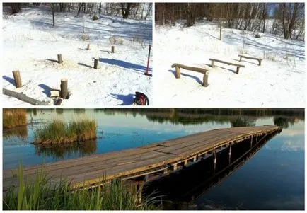 Марина акостиране структура ръцете си, плаващи пристани за лодки, мостове на езерото за