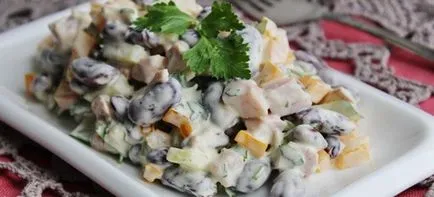 Салата с боб и пилешки - рецепти с червени, бели, зелени, консервирани боб и
