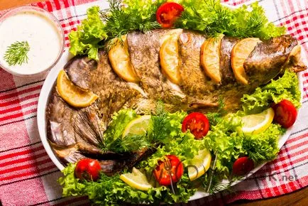 Сом печени цяло във фурната, рецептата със снимка