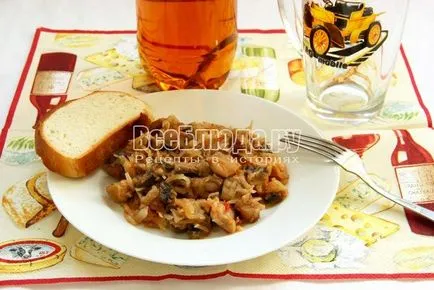 Запържете зеле с гъби и пиле, рецептата със снимка, всички ястия