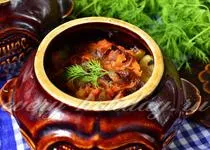 Печено пиле с картофи в гърне рецепта със снимка