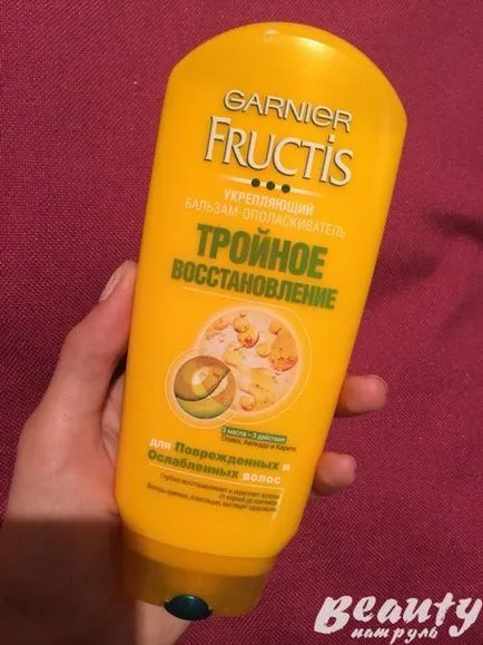 Преглед на балсам-балсам Garnier Fructis - тройна възстановяване