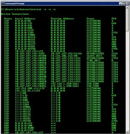 Примери използват NETSTAT командата