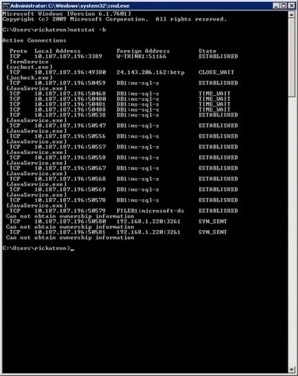 Примери използват NETSTAT командата