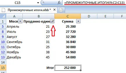 Междинните резултати в Excel - превъзхождат дела!