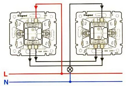 Trecerea schema de conexiuni comuta modul de conectare cu 2 locuri, comutator-un singur buton, video