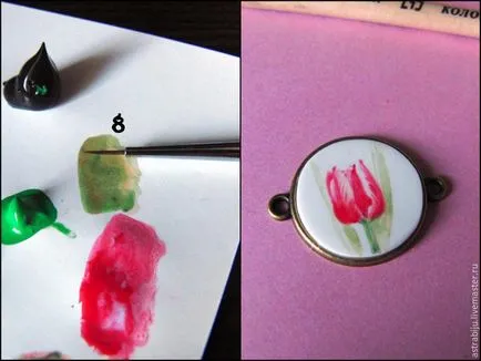 Desenați o pictura in miniatura pe plastic „Pink Tulip“ - artizani echitabil - manual, lucrate manual