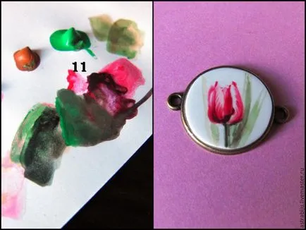 Desenați o pictura in miniatura pe plastic „Pink Tulip“ - artizani echitabil - manual, lucrate manual