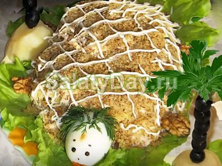 Saláta teknős - díszítik minden asztalra recept fotókkal és videó